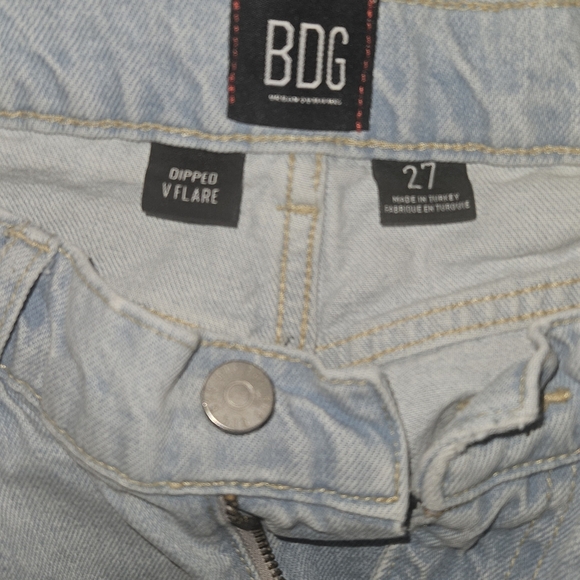 BDG Urban Outfitters Sky Blue Dipped V Flare Jeans - Picture 2 of 5
